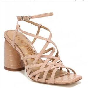 Sam Edelman suede leather daffodil strappy heeled sandal blush nude Sz 9.5